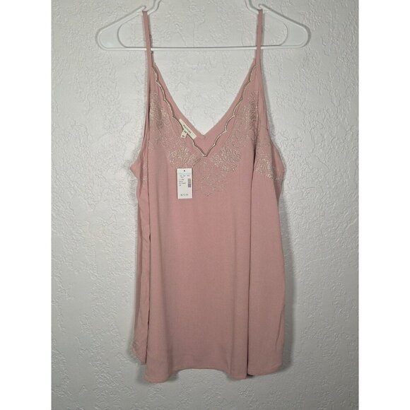 NWT Maurice Floral Embroidered Tank Top Blush Pink Adjustable Straps - Picture 1 of 5